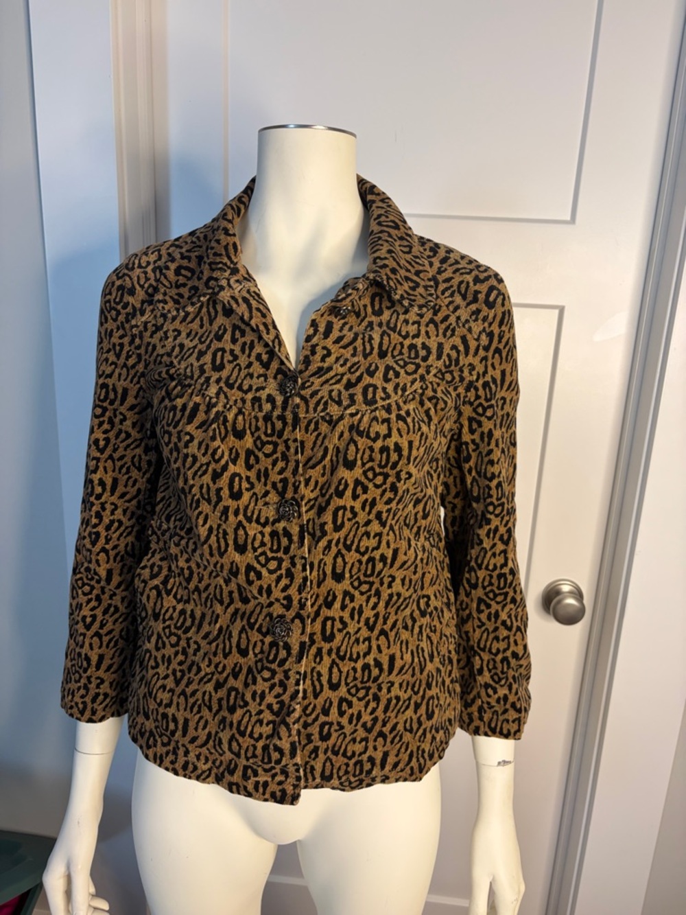 Brown Leopard Print corduroy jacket size medium